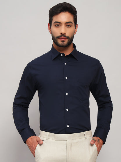 Formal Shirt for Men l Breathable & Soft with Color Fastness Regular Fit Spread Collar Neck Cotton Blend Fabric Solid Pattern