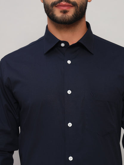 Formal Shirt for Men l Breathable & Soft with Color Fastness Regular Fit Spread Collar Neck Cotton Blend Fabric Solid Pattern