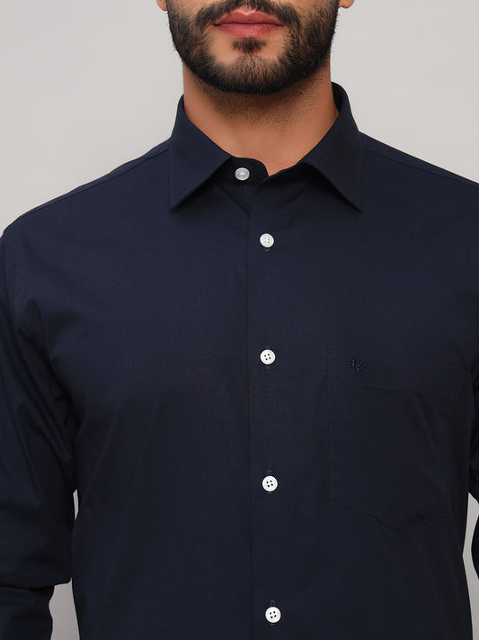 Formal Shirt for Men l Breathable & Soft with Color Fastness Regular Fit Spread Collar Neck Cotton Blend Fabric Solid Pattern