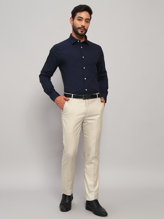 Formal Shirt for Men l Breathable & Soft with Color Fastness Regular Fit Spread Collar Neck Cotton Blend Fabric Solid Pattern