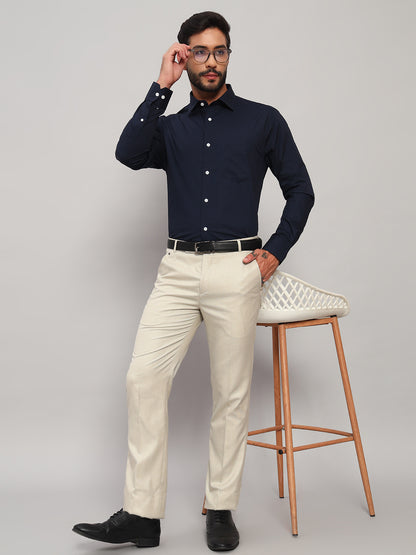 Formal Shirt for Men l Breathable & Soft with Color Fastness Regular Fit Spread Collar Neck Cotton Blend Fabric Solid Pattern