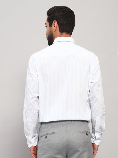 Formal Shirt for Men l Breathable & Soft with Color Fastness Regular Fit Spread Collar Neck Cotton Blend Fabric Striped Pattern