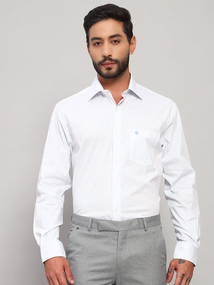 Formal Shirt for Men l Breathable & Soft with Color Fastness Regular Fit Spread Collar Neck Cotton Blend Fabric Striped Pattern