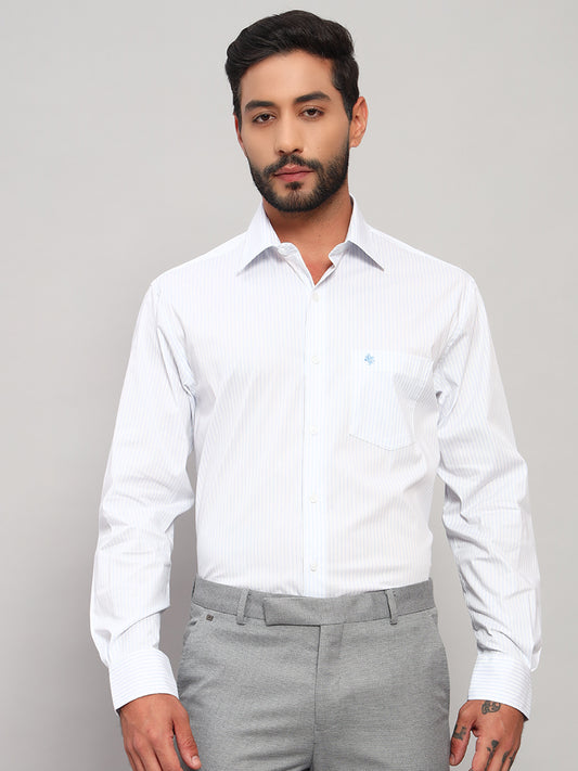 Formal Shirt for Men l Breathable & Soft with Color Fastness Regular Fit Spread Collar Neck Cotton Blend Fabric Striped Pattern