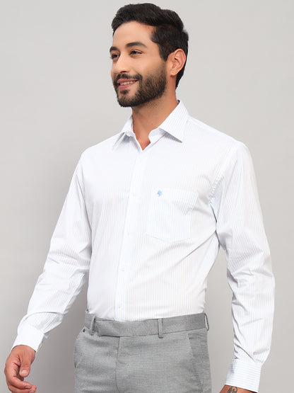 Formal Shirt for Men l Breathable & Soft with Color Fastness Regular Fit Spread Collar Neck Cotton Blend Fabric Striped Pattern