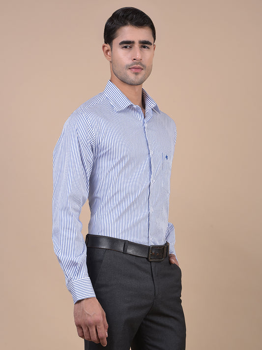 Formal Shirt for Men l Breathable & Soft with Color Fastness Regular Fit Spread Collar Neck Cotton Blend Fabric Striped Pattern