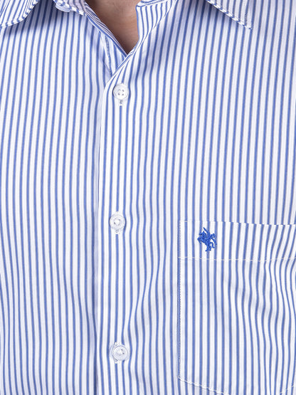 Formal Shirt for Men l Breathable & Soft with Color Fastness Regular Fit Spread Collar Neck Cotton Blend Fabric Striped Pattern