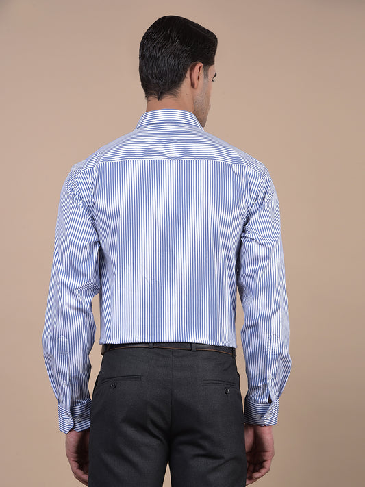 Formal Shirt for Men l Breathable & Soft with Color Fastness Regular Fit Spread Collar Neck Cotton Blend Fabric Striped Pattern