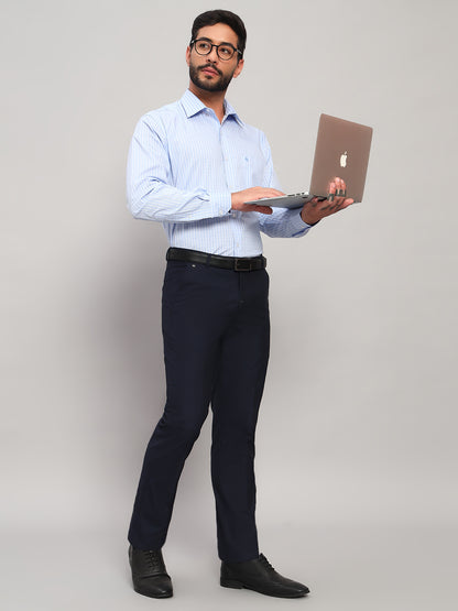 Formal Shirt for Men l Breathable & Soft with Color Fastness Regular Fit Spread Collar Neck Cotton Blend Fabric Checkered Pattern