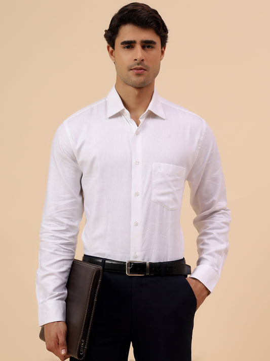 Formal Shirt for Men l Breathable & Soft with Color Fastness Regular Fit Spread Collar Neck Cotton Fabric Self Design Pattern