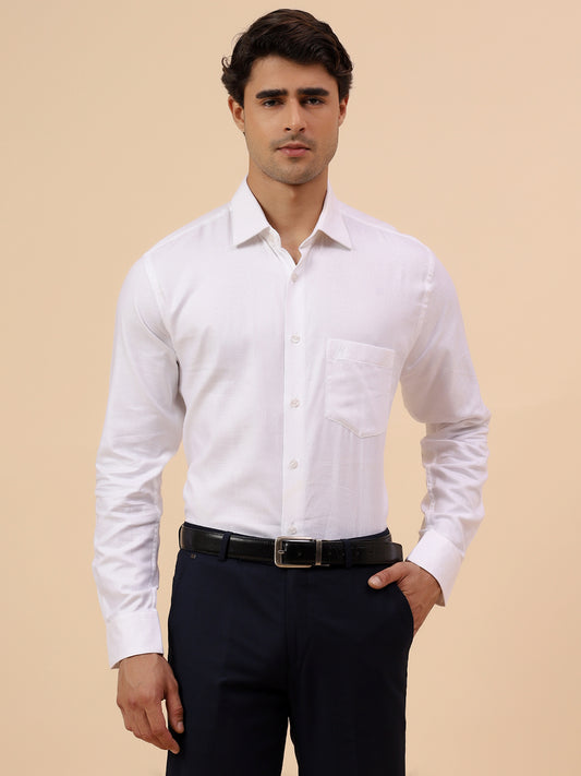 Formal Shirt for Men l Breathable & Soft with Color Fastness Regular Fit Spread Collar Neck Cotton Fabric Self Design Pattern