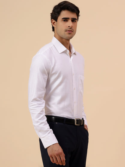 Formal Shirt for Men l Breathable & Soft with Color Fastness Regular Fit Spread Collar Neck Cotton Fabric Self Design Pattern