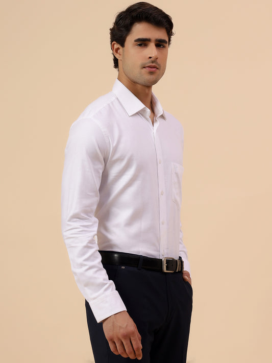 Formal Shirt for Men l Breathable & Soft with Color Fastness Regular Fit Spread Collar Neck Cotton Fabric Self Design Pattern