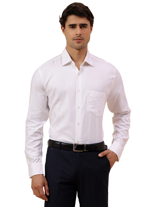 Formal Shirt for Men l Breathable & Soft with Color Fastness Regular Fit Spread Collar Neck Cotton Fabric Self Design Pattern