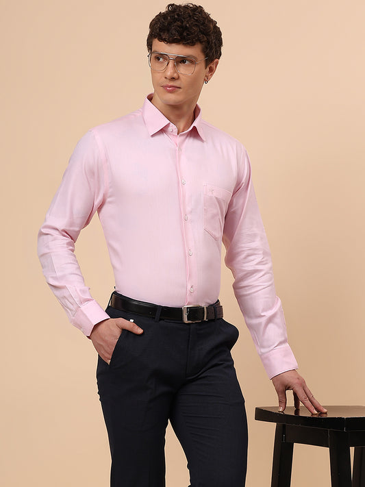 Formal Shirt for Men l Breathable & Soft with Color Fastness Regular Fit Spread Collar Neck Cotton Fabric Self Design Pattern