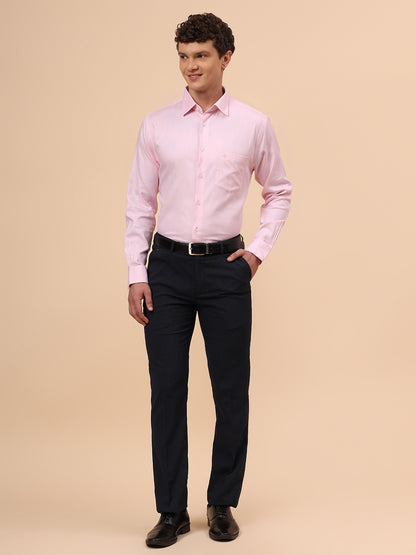 Formal Shirt for Men l Breathable & Soft with Color Fastness Regular Fit Spread Collar Neck Cotton Fabric Self Design Pattern