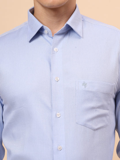 Formal Shirt for Men l Breathable & Soft with Color Fastness Regular Fit Spread Collar Neck Cotton Fabric Self Design Pattern