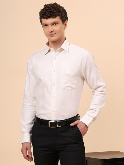 Formal Shirt for Men l Breathable & Soft with Color Fastness Regular Fit Spread Collar Neck Cotton Fabric Solid Pattern