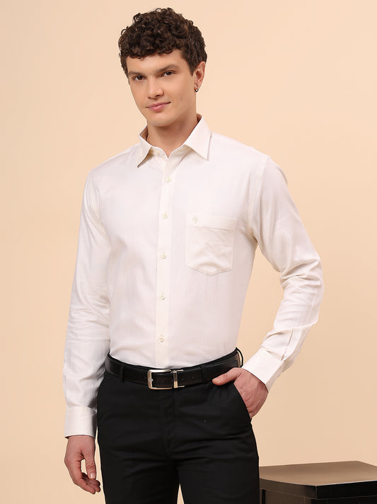 Formal Shirt for Men l Breathable & Soft with Color Fastness Regular Fit Spread Collar Neck Cotton Fabric Solid Pattern
