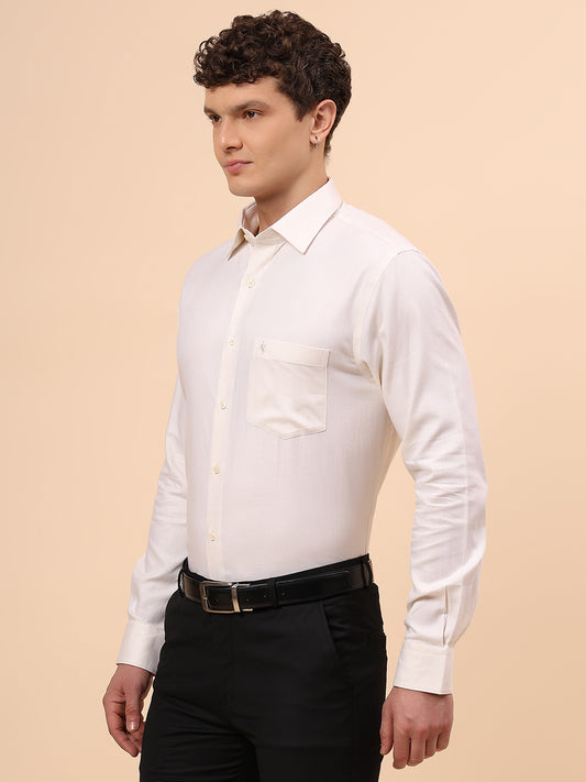 Formal Shirt for Men l Breathable & Soft with Color Fastness Regular Fit Spread Collar Neck Cotton Fabric Solid Pattern