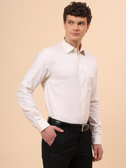 Formal Shirt for Men l Breathable & Soft with Color Fastness Regular Fit Spread Collar Neck Cotton Fabric Solid Pattern