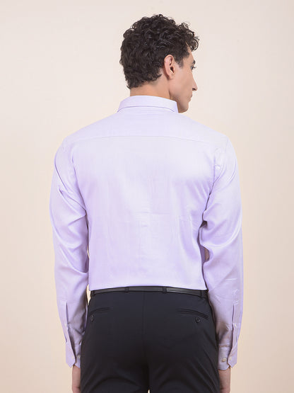 Men's Purple Regular Fit Self Design Full Sleeve Formal Shirt