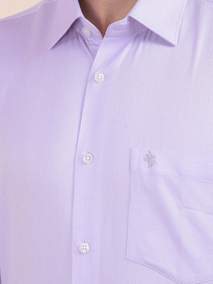 Men's Purple Regular Fit Self Design Full Sleeve Formal Shirt