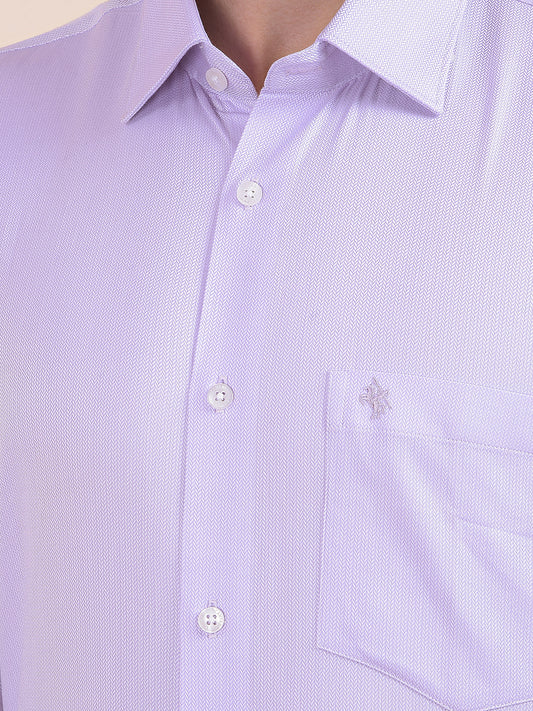Men's Purple Regular Fit Self Design Full Sleeve Formal Shirt