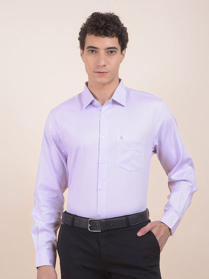 Men's Purple Regular Fit Self Design Full Sleeve Formal Shirt