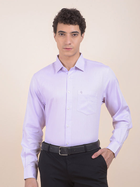 Men's Purple Regular Fit Self Design Full Sleeve Formal Shirt