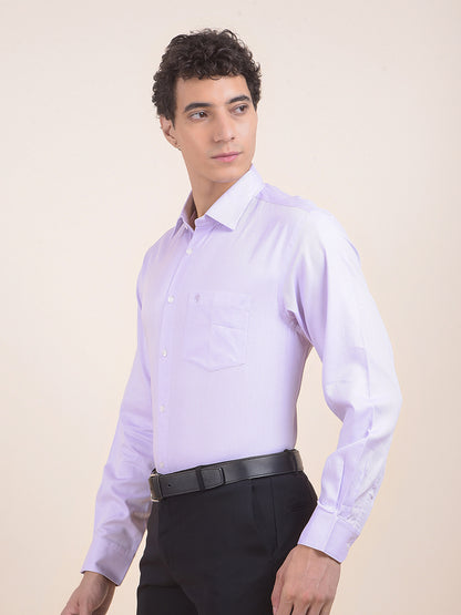 Men's Purple Regular Fit Self Design Full Sleeve Formal Shirt
