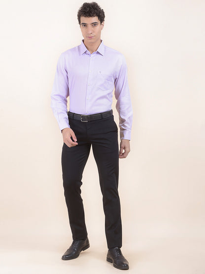 Men's Purple Regular Fit Self Design Full Sleeve Formal Shirt
