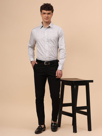 Formal Shirt for Men l Breathable & Soft with Color Fastness Regular Fit Spread Collar Neck Cotton Fabric Printed Pattern