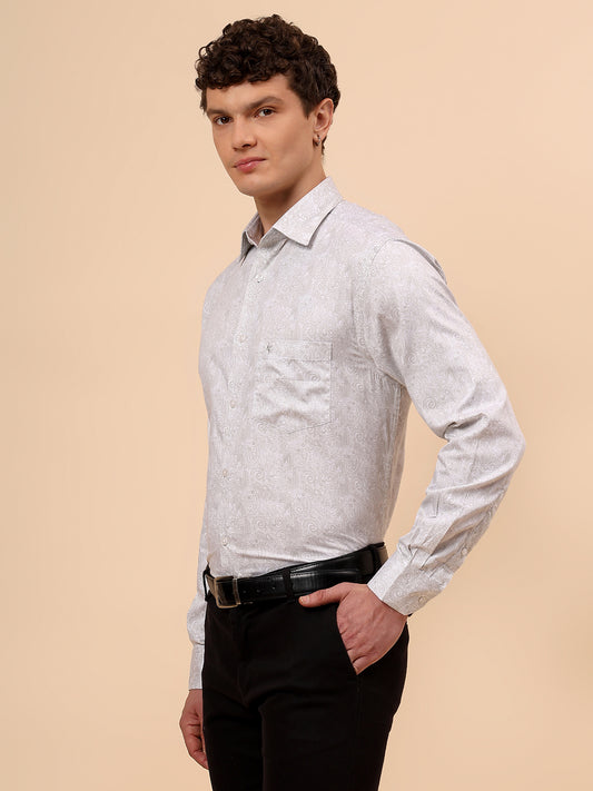 Formal Shirt for Men l Breathable & Soft with Color Fastness Regular Fit Spread Collar Neck Cotton Fabric Printed Pattern
