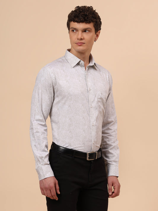 Formal Shirt for Men l Breathable & Soft with Color Fastness Regular Fit Spread Collar Neck Cotton Fabric Printed Pattern
