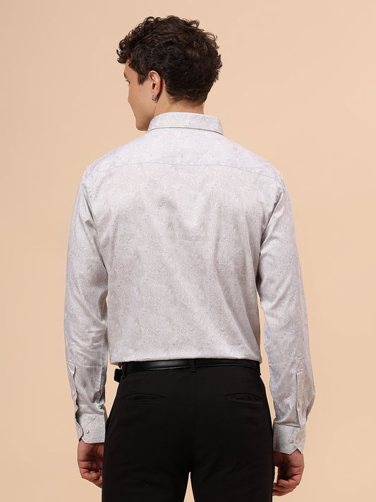 Formal Shirt for Men l Breathable & Soft with Color Fastness Regular Fit Spread Collar Neck Cotton Fabric Printed Pattern