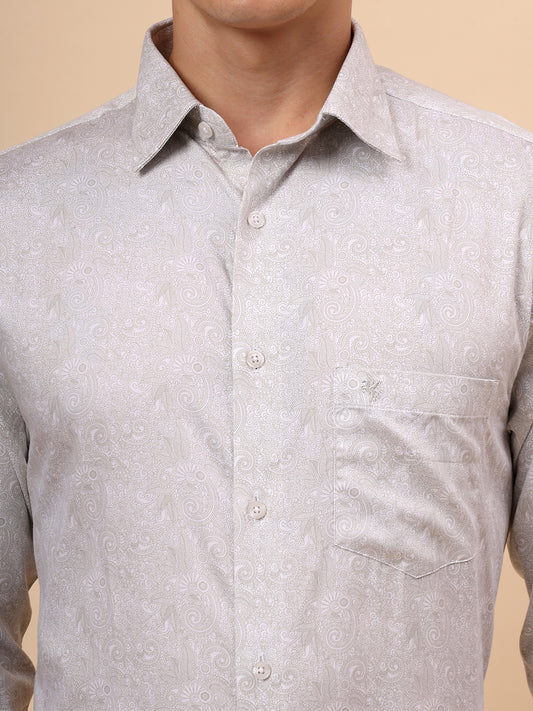 Formal Shirt for Men l Breathable & Soft with Color Fastness Regular Fit Spread Collar Neck Cotton Fabric Printed Pattern