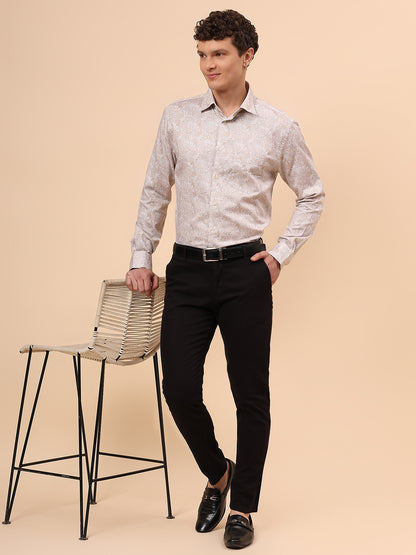 Formal Shirt for Men l Breathable & Soft with Color Fastness Regular Fit Spread Collar Neck Cotton Fabric Printed Pattern