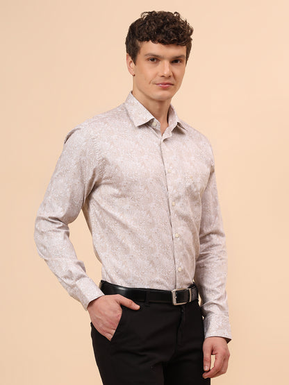 Formal Shirt for Men l Breathable & Soft with Color Fastness Regular Fit Spread Collar Neck Cotton Fabric Printed Pattern