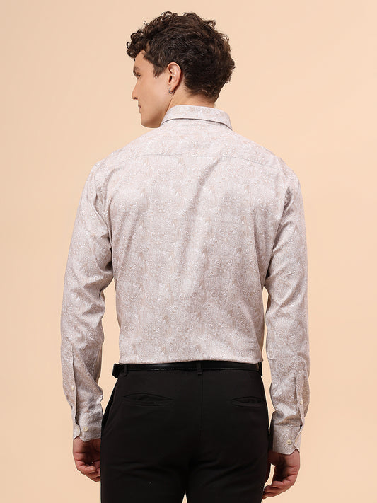 Formal Shirt for Men l Breathable & Soft with Color Fastness Regular Fit Spread Collar Neck Cotton Fabric Printed Pattern
