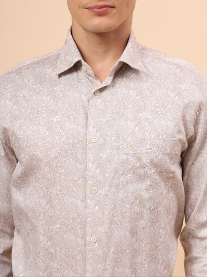 Formal Shirt for Men l Breathable & Soft with Color Fastness Regular Fit Spread Collar Neck Cotton Fabric Printed Pattern