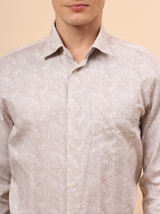 Formal Shirt for Men l Breathable & Soft with Color Fastness Regular Fit Spread Collar Neck Cotton Fabric Printed Pattern