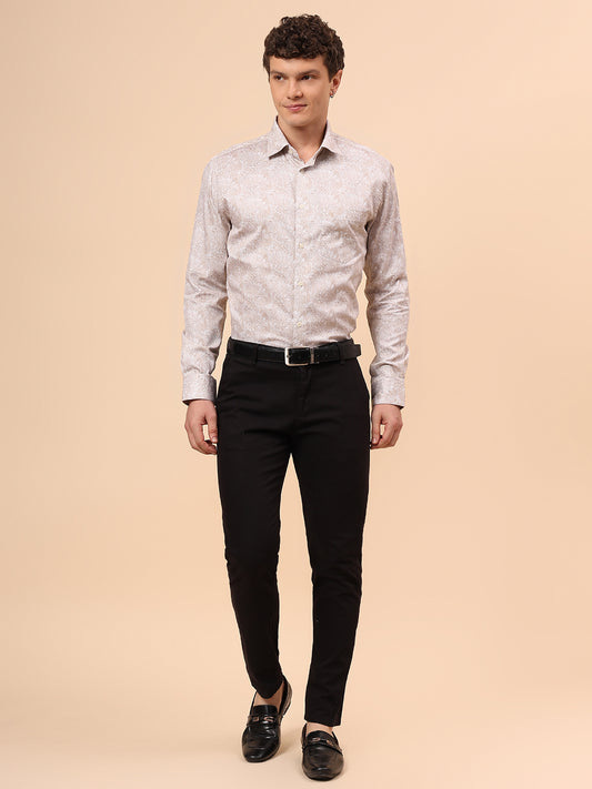 Formal Shirt for Men l Breathable & Soft with Color Fastness Regular Fit Spread Collar Neck Cotton Fabric Printed Pattern