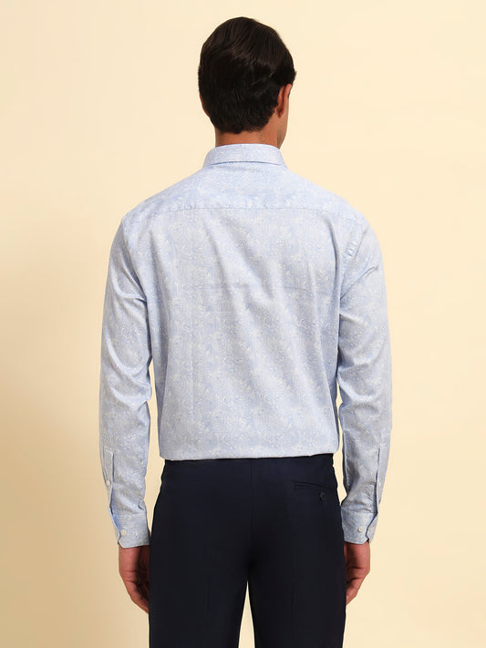 Formal Shirt for Men l Breathable & Soft with Color Fastness Regular Fit Spread Collar Neck Cotton Fabric Printed Pattern