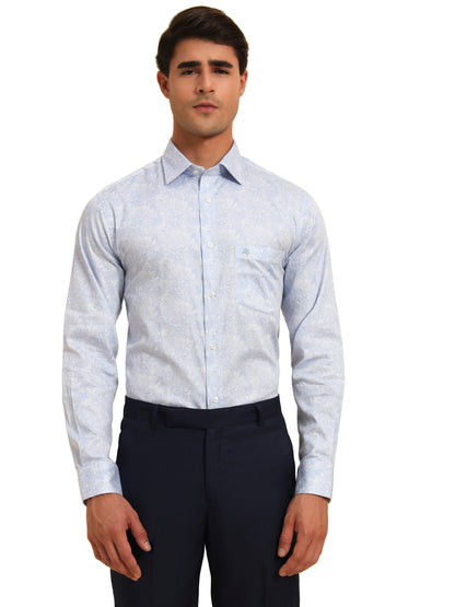 Formal Shirt for Men l Breathable & Soft with Color Fastness Regular Fit Spread Collar Neck Cotton Fabric Printed Pattern