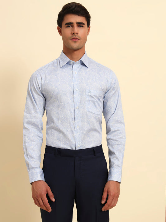 Formal Shirt for Men l Breathable & Soft with Color Fastness Regular Fit Spread Collar Neck Cotton Fabric Printed Pattern