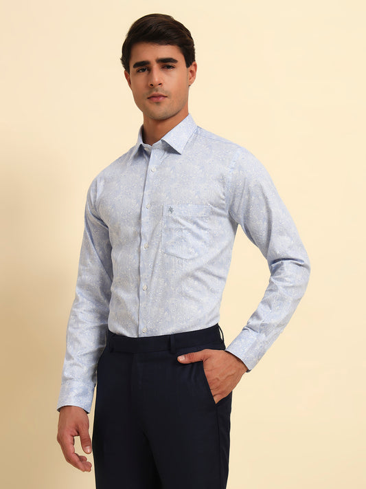 Formal Shirt for Men l Breathable & Soft with Color Fastness Regular Fit Spread Collar Neck Cotton Fabric Printed Pattern