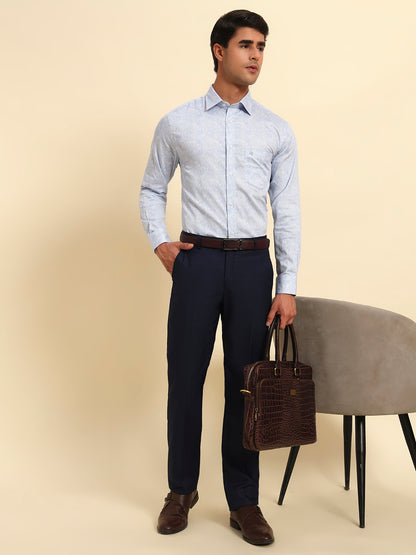 Formal Shirt for Men l Breathable & Soft with Color Fastness Regular Fit Spread Collar Neck Cotton Fabric Printed Pattern