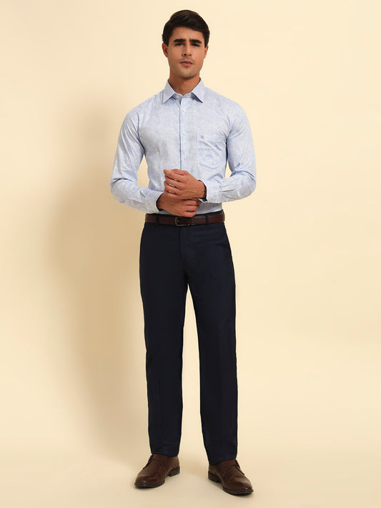 Formal Shirt for Men l Breathable & Soft with Color Fastness Regular Fit Spread Collar Neck Cotton Fabric Printed Pattern