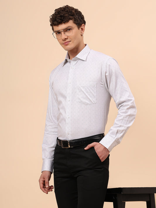 Formal Shirt for Men l Breathable & Soft with Color Fastness Regular Fit Spread Collar Neck Cotton Fabric Printed Pattern